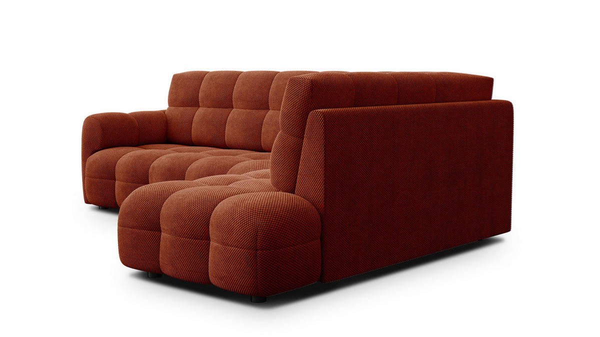 ECKSOFA MELLOW 5-Sitzer, dunkelorange - Dunkelorange/Schwarz, Holz/Textil (283/191cm) - Courtois Laville