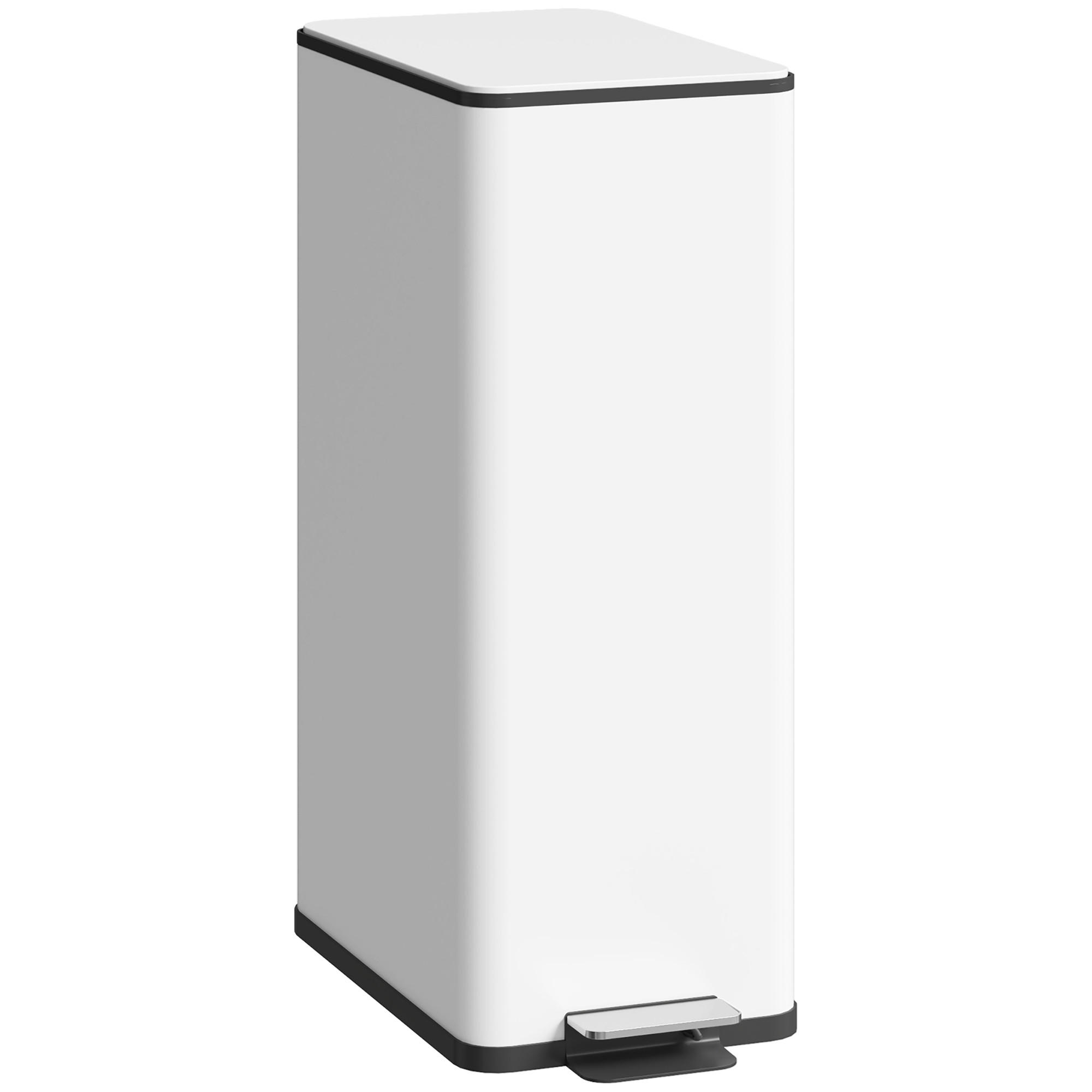 MÜLLEIMER Edelstahl Kunststoff Weiß - Weiß, Metall (37.2/57/21.5cm) - HOMCOM