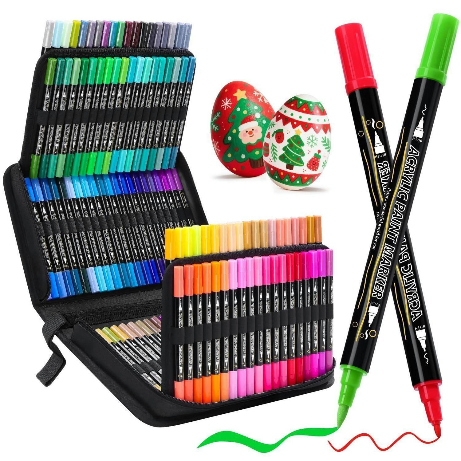 ACRYLSTIFTE Set 120 Farben Doppelspitze - Multicolor, Kunststoff (10/10/15cm)