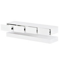 TV-LOWBOARD aus MDF 130x33x15 cm Weiß wandhängend mit LED-Beleuchtung, 4 Schubladen und Bluetooth-App-Steuerung - Weiß, Holzwerkstoff (130/15/33cm) - Modfu