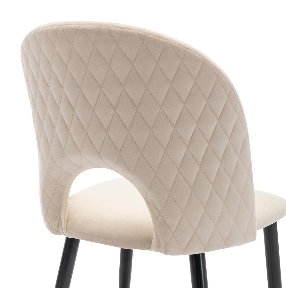 ESSZIMMERSTUHL mit Rückenlehne Samt Beige 2er-Set - Beige, Metall (44/84/47.2cm) - Meubliv