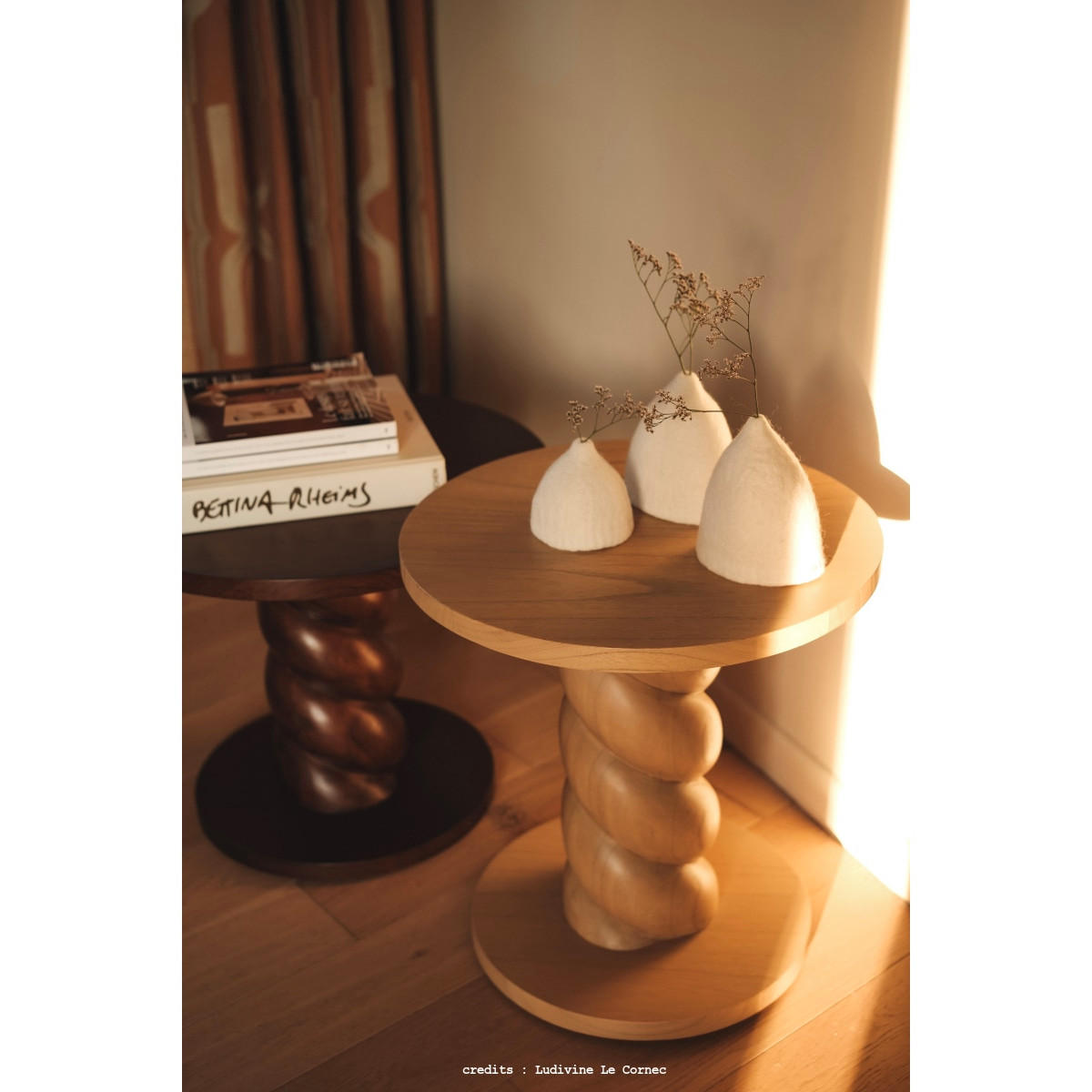 BEISTELLTISCH Liza Beige aus Helles Mindiholz - Beige, Holz (48/48/50cm) - Tikamoon