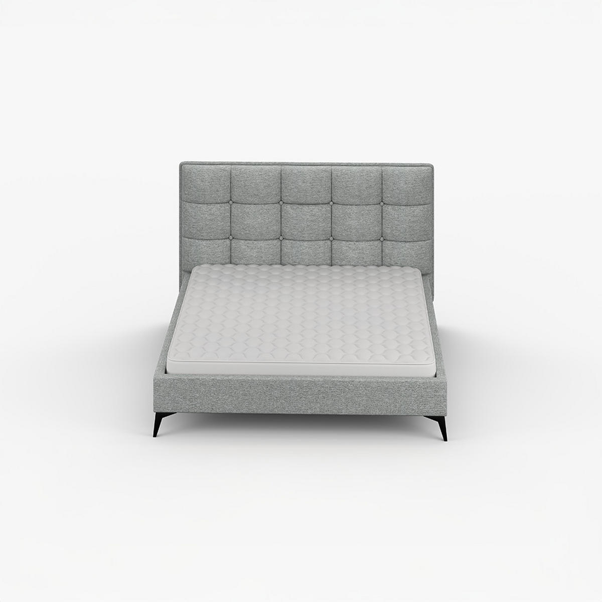 POLSTERBETT SISI, Lattenrost, ohne Bettkasten, gepolsterte Kopfstütze 160/200 in Aschegrau - Hellgrau/Schwarz, Holz/Textil (160/200cm) - imoebel24