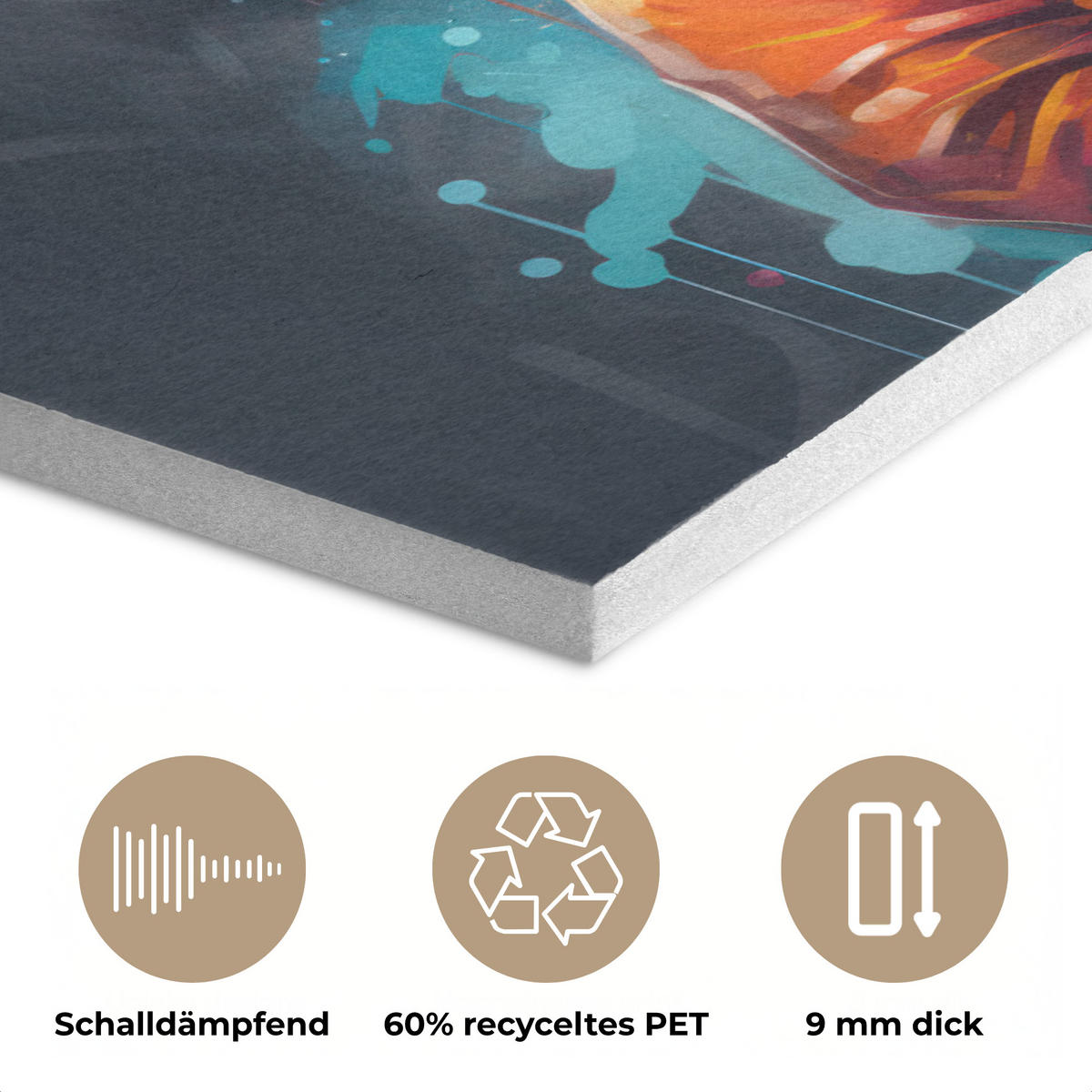 AKUSTIKBILD Panda - Jacke - Graffiti - Orange Akustikpaneele 90x60 cm - Orange, Kunststoff (90/60/0.9cm) - MuchoWow