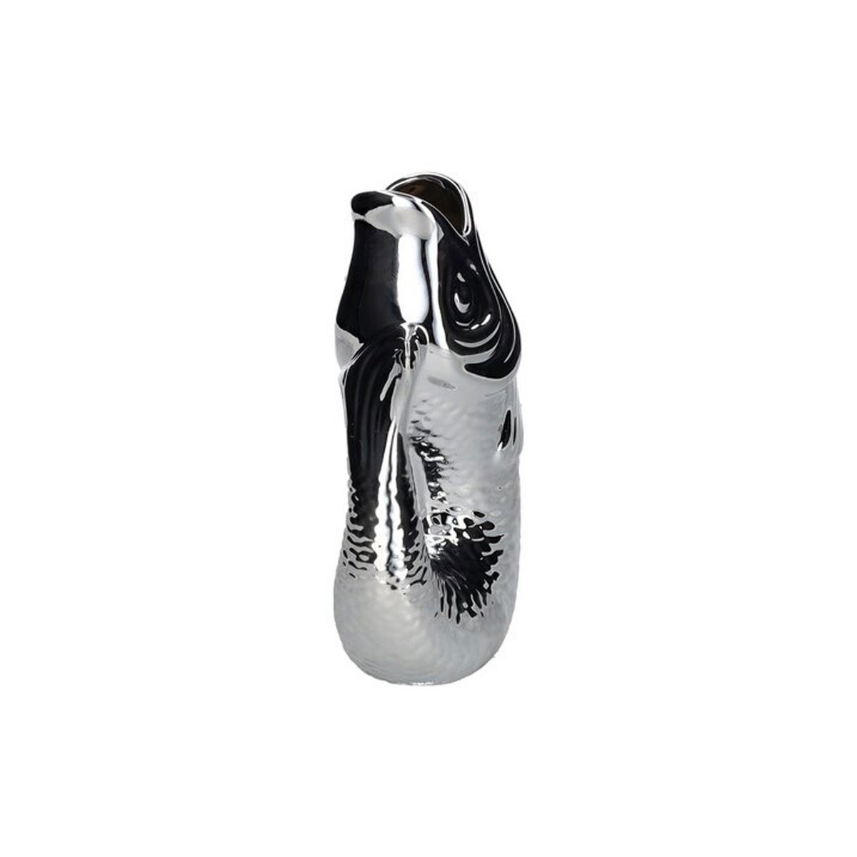 VASE Monsieur Carafon S, Fisch-Form, Steingut, Silber, 25.2 cm - Silberfarben, Keramik (25.2cm) - Gift Company