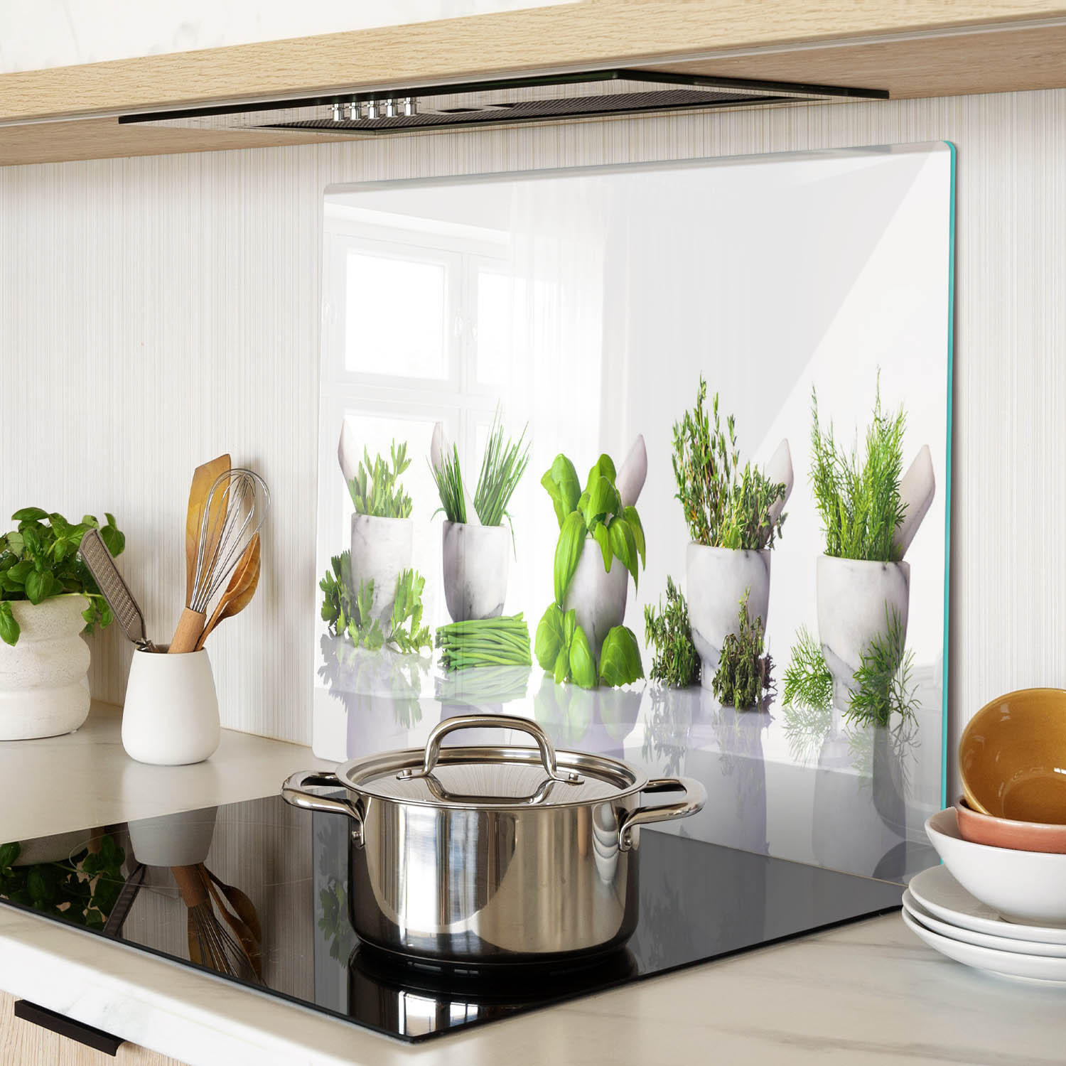 GLASPLATTE 60x52 cm Kräuter - Grün, Glas (60/0.4/52cm) - TULUP