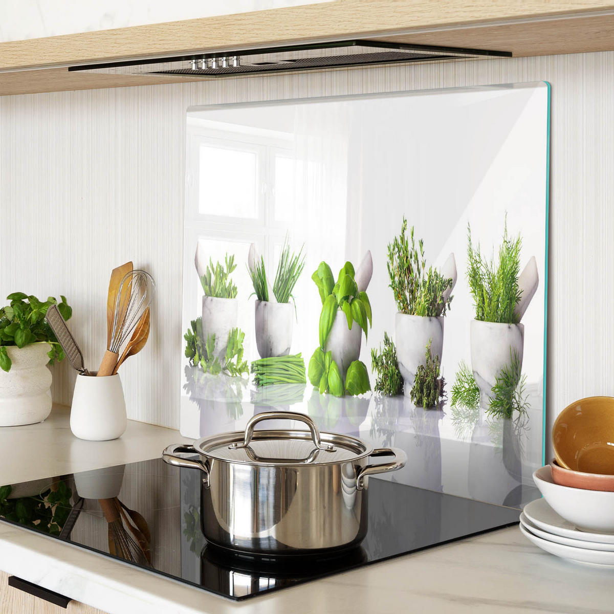 GLASPLATTE 60x52 cm Kräuter - Grün, Glas (60/0.4/52cm) - TULUP
