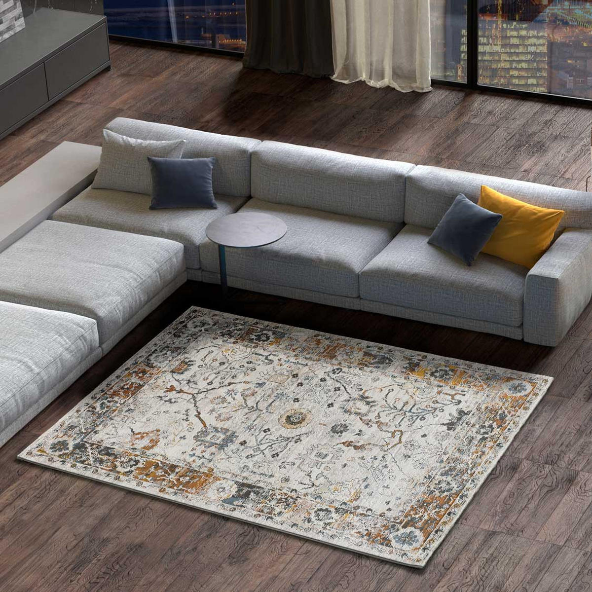 VINTAGE-TEPPICH Gepuderten Farben Springs 115/170 cm - Pastellblau/Beige, Textil (115/170cm) - Atticgo
