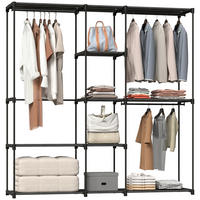 KLEIDERSCHRANK DE-09594 Schwarz - Schwarz, Metall (182/185/43cm) - ComfortXL