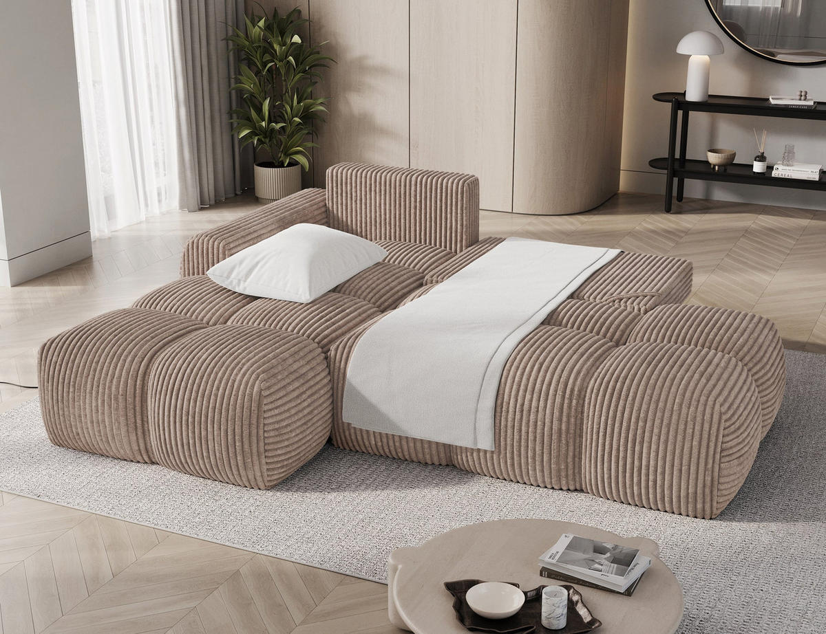 ECKSOFA VITTARIO mit Schlaffunktion & Bettkasten – Modernes L-Sofa 227 cm, inklusive Kissen - Braun, Kunststoff (227/95cm) - Wohnideebilder