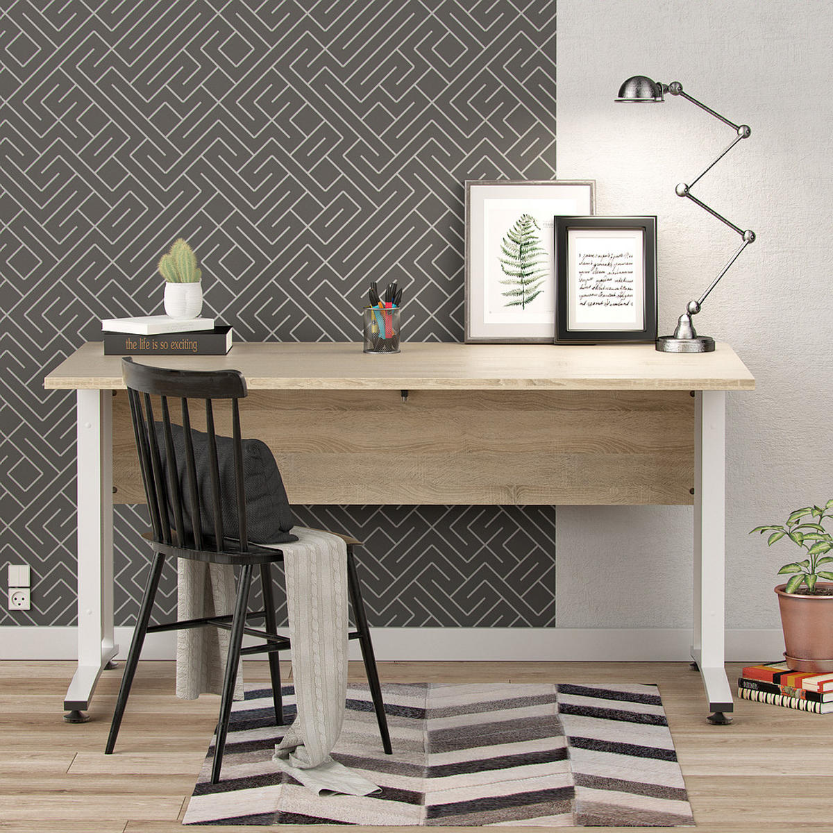 SCHREIBTISCH Eiche Dekor - Eiche Wotan, Holzwerkstoff (80/150/74cm) - ebuy24