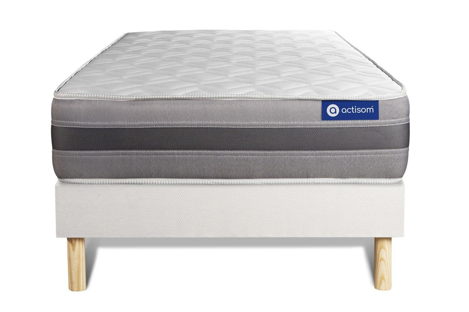 BETT Actimemo relax Memory-Schaum 90 x 200 cm h2 - Kit Bettgestell Weiß - Beige/Weiß, Holz (90/200cm) - ACTISOM