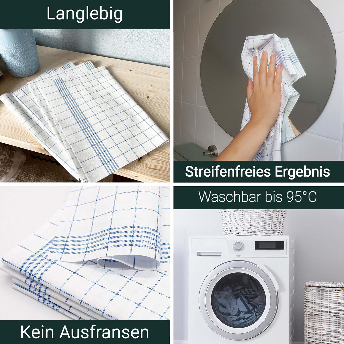 GESCHIRRTÜCHER, 4er-Set, 43x60 cm, 67% Polyester, 33% Polyacryl, Blau - Blau, Textil (43/60cm) - Zollner