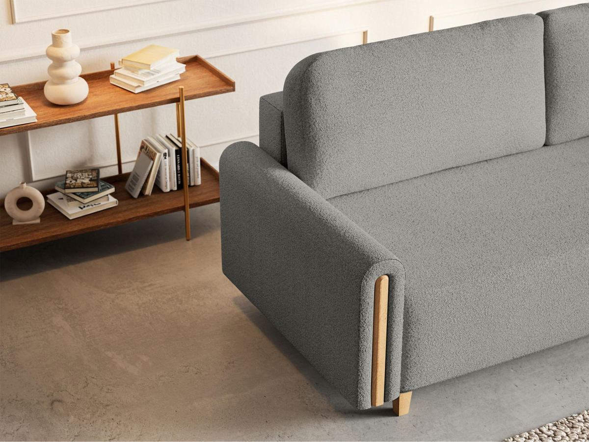 3-SITZER SCHLAFSOFA Majla Hellgrau - Eichefarben/Hellgrau, Holz/Textil (236/93/97cm) - Selsey