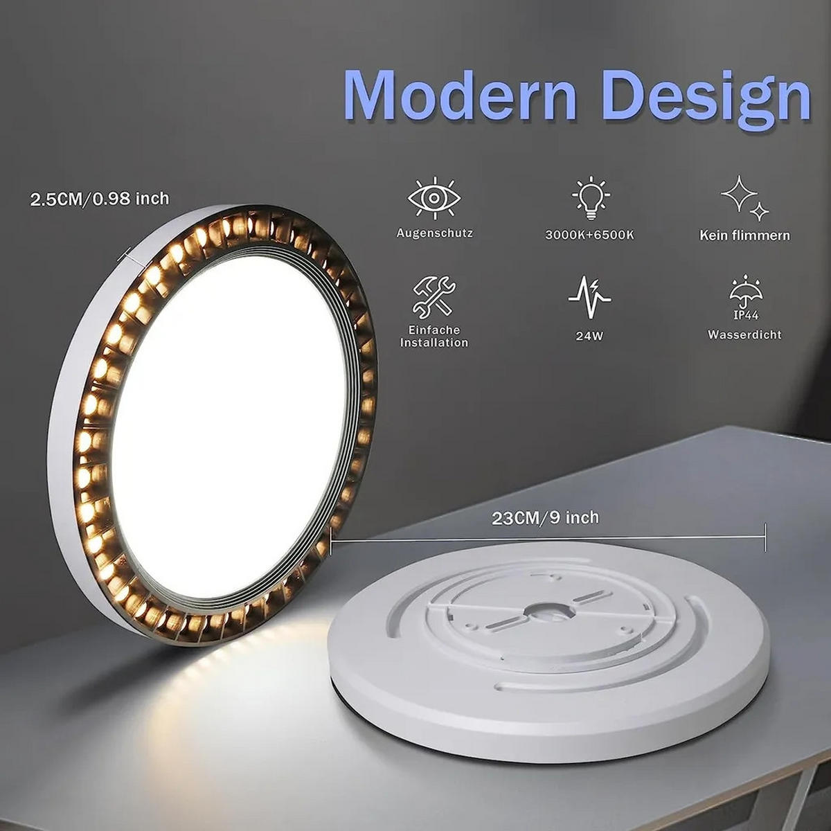 LED-DECKENLEUCHTE Lotte 23/23/3 cm - Schwarz, Kunststoff (23/23/3cm) - Nettlife