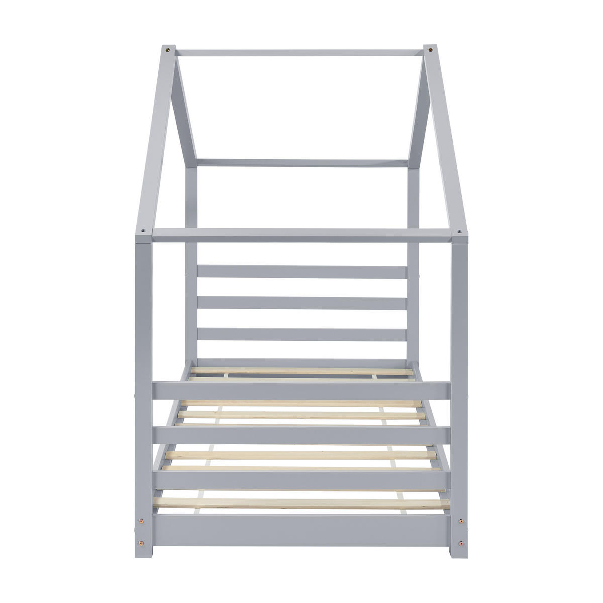 HAUSBETT Vardø - Grau, Holz (90/200cm) - [en.casa]