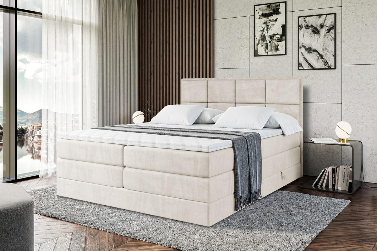 BOXSPRINGBETT NOVA KING - 140 x 200 - H3/H4 - Ecru - Ecru, Holzwerkstoff (140/200cm) - ALTDECOR