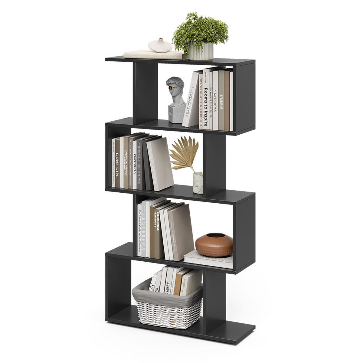 RAUMTEILER Levio Schwarz 70 x 132.1 cm 4 Fächer - Schwarz, Holzwerkstoff (70/132.1/23.8cm) - Vicco