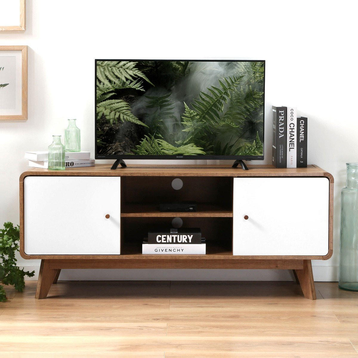 TV-MÖBEL 2 türen und 2 fächer albura 39/53/128,5 cm - Nussbaumfarben, Holzwerkstoff (39/53/128.5cm) - Calicosy