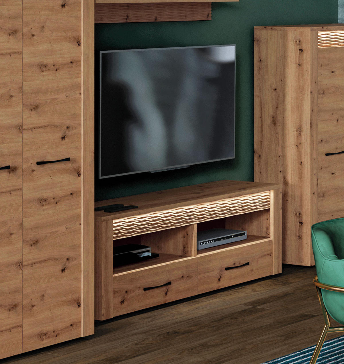 LOWBOARD Artis Artisan Eiche, 150 / 40 / 52cm - Braun, Holz/Holzwerkstoff (150/52/40cm) - Feldmann-Wohnen