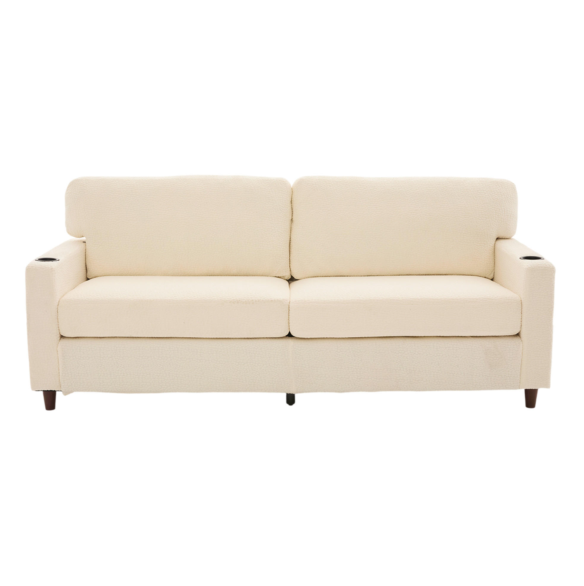 2-SITZER-SOFA aus Chenille 203x77,5x86 cm Beige mit USB-C, LED-Beleuchtung, Getränkehaltern und Seitentaschen - Beige, Textil (77.5/86/203cm) - Modfu