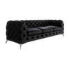 CHESTERFIELD-SOFA 3-Sitzer Laura Schwarz Samt - Silberfarben/Schwarz, Holz/Textil (243/75/100cm) - S-Style Möbel
