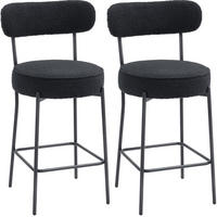 2ER-SET BARHOCKER mit Polstersitz und Fußstütze Schwarz - Schwarz, Metall (49/95/52cm) - Meubliv