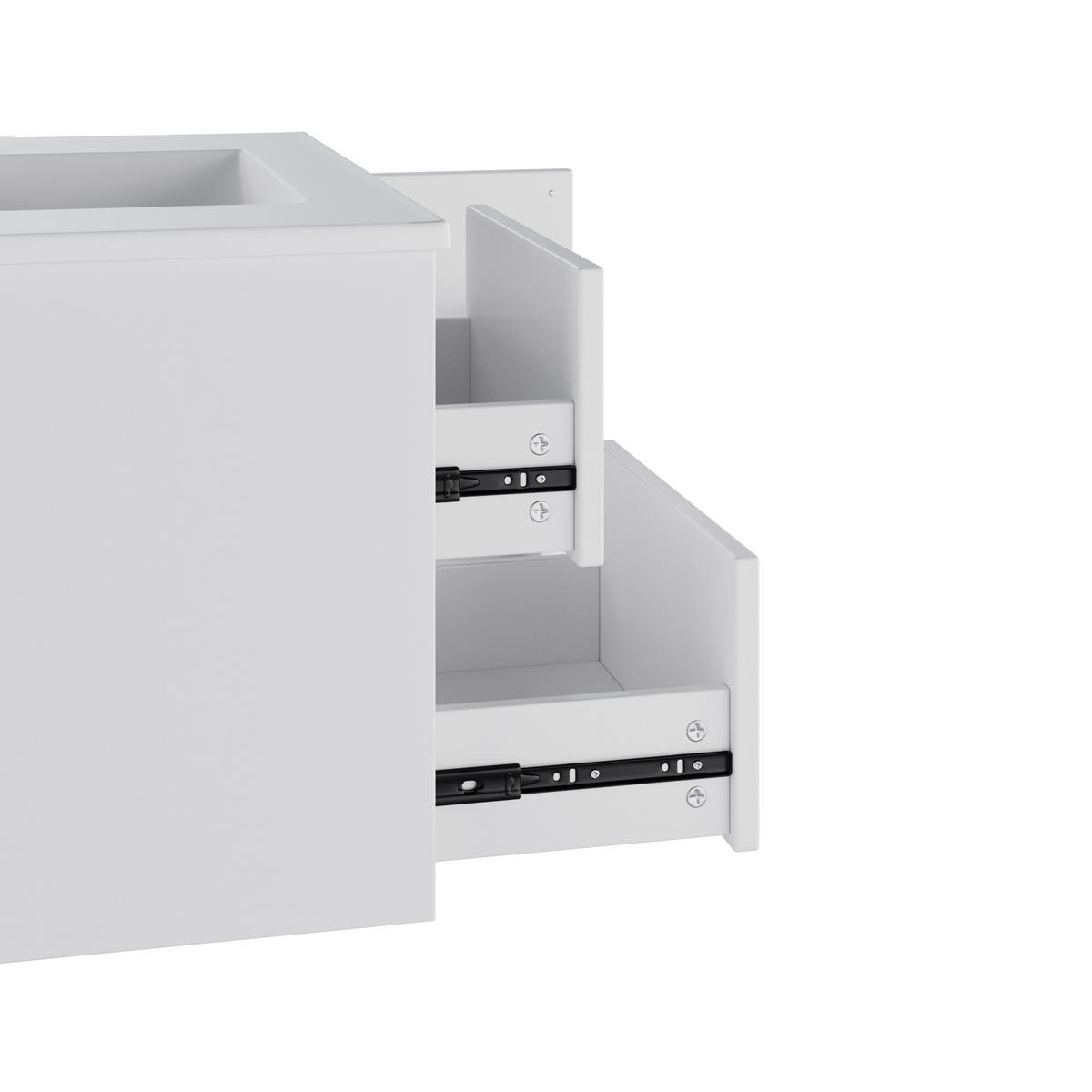 WASCHTISCHKOMBI 76x46x51 cm Weiß aus Keramik & Spanplatte mit Radarsensor-LED & 2 Schubladen - Weiß, Holzwerkstoff (76/51/46cm) - Modfu