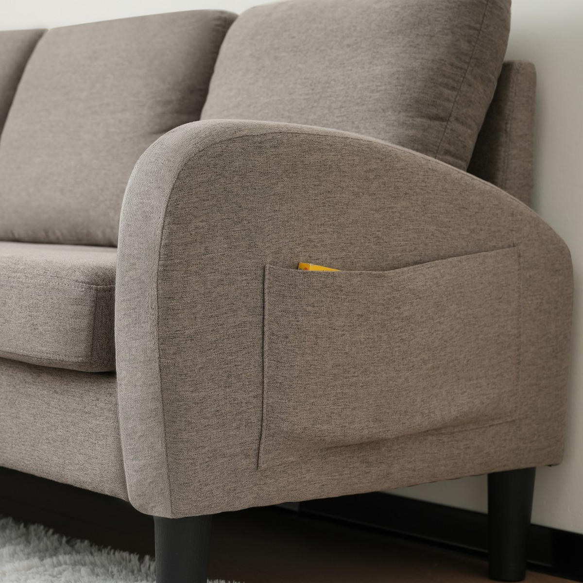 ECKSOFA 166 x 118 x 77 cm in Antikes Dunkelgrau mit Chaiselongue - Dunkelgrau, Kunststoff/Textil (118/185cm) - KOMHTOM