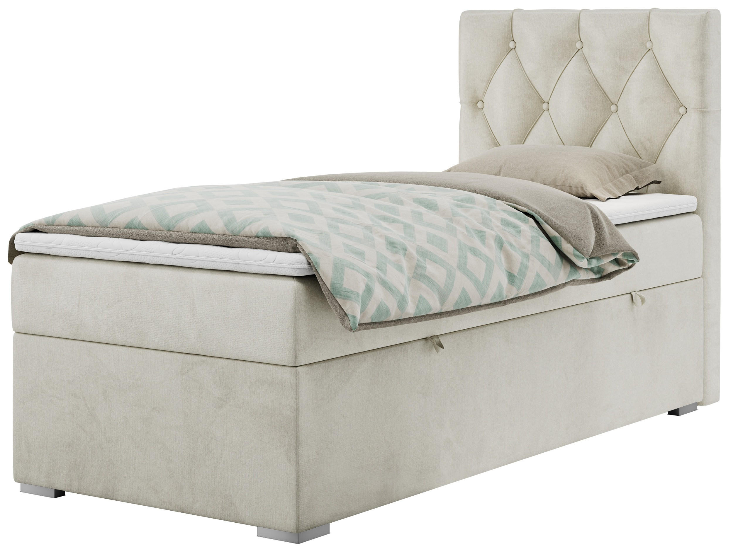 BOXBETT ALDA 90/200 Beige Velvet - H4 - Rechts Seite - Beige, Holz/Textil (90/200cm) - MKS