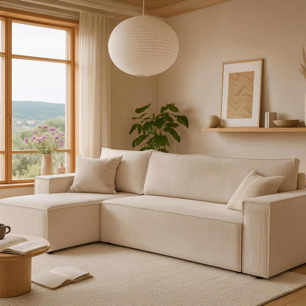 ECKSOFA Agi Braun 60 cm - Braun, Textil (244/83/142cm) - Pillovely