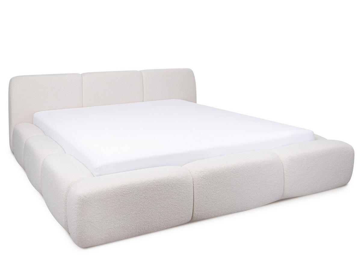 POLSTERBETT Arosa Hellbeige 200/200 cm Boucle mit Bettkasten - Beige, Textil/Metall (200/200cm) - wonello