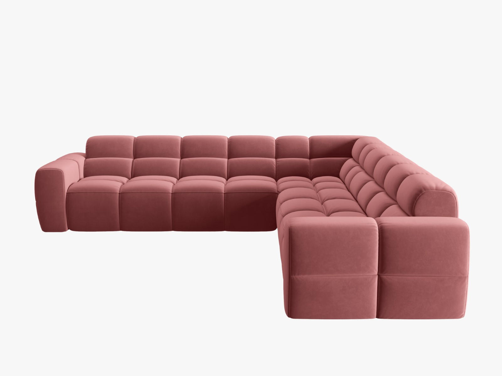 ECKSOFA Lisa aus Samt lachs 5 Sitzplätze - Dunkelrosa, Textil (310/310cm) - Micadoni