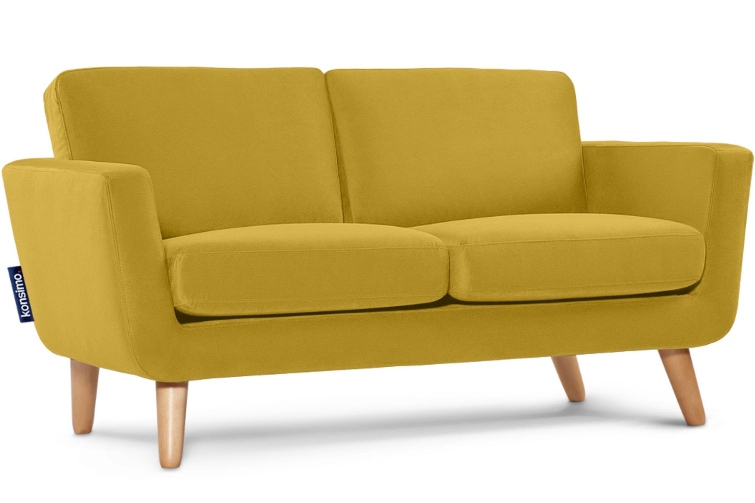 SOFA TAGIO mit Armlehnen, Gelb - Gelb/Braun, Buchenholz/Textil (153/80/84cm) - KONSIMO®