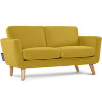 SOFA TAGIO mit Armlehnen, Gelb - Gelb/Braun, Buchenholz/Textil (153/80/84cm) - KONSIMO®