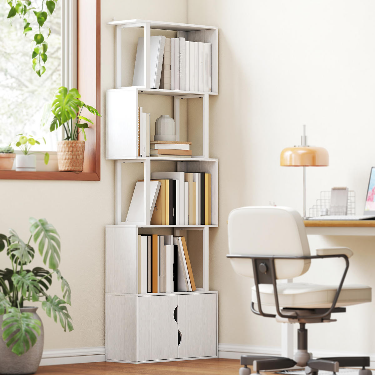 REGAL DE-15537 5 Ebenen + Doppeltürschrank Weiß - Weiß, Holzwerkstoff (23.8/179.2/60cm) - ComfortXL