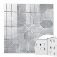 SCHLÜSSELBOX Weiß 30x30 cm – Türöffnung nach rechts - Graue Geometrie - Grau, Metall (30/30/5cm) - TULUP