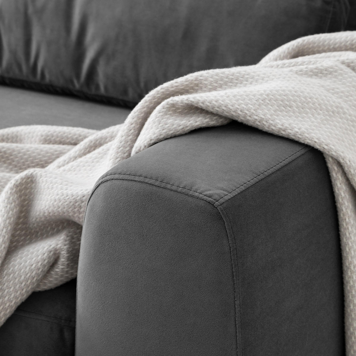 3-SITZER SOFA - Schwarz/Grau, Kunststoff/Textil (252/80/117cm) - home24