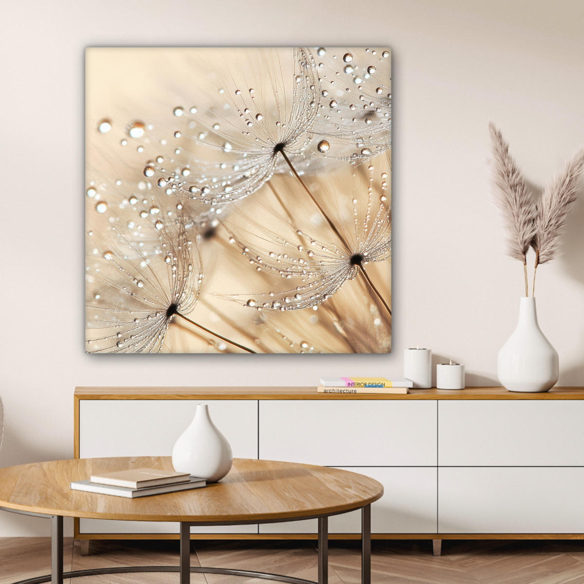 LEINWANDBILD Löwenzahn - Abstrakt - Natur - Beige 90x90 cm - Braun, Textil (90/90cm) - MuchoWow