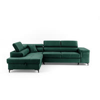 ECKSOFA WILLIAM L Links mit Schlaffunktion 127x195 Velours Grün - Silberfarben/Grün, Holz/Textil (275/203cm) - Muffo