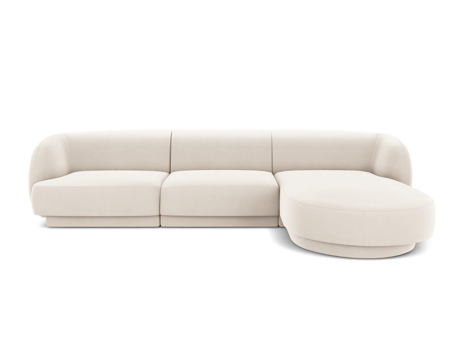 ECKSOFA rechts Miley aus Samt leichtes beige 4 Sitzplätze - Beige, Textil (156/255cm) - Micadoni