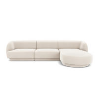 ECKSOFA rechts Miley aus Samt leichtes beige 4 Sitzplätze - Beige, Textil (156/255cm) - Micadoni