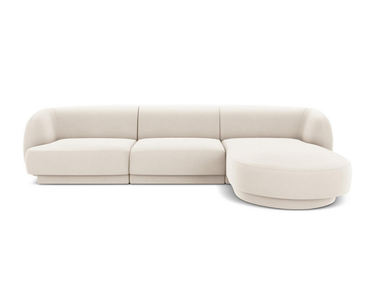 ECKSOFA rechts Miley aus Samt leichtes beige 4 Sitzplätze - Beige, Textil (156/255cm) - Micadoni