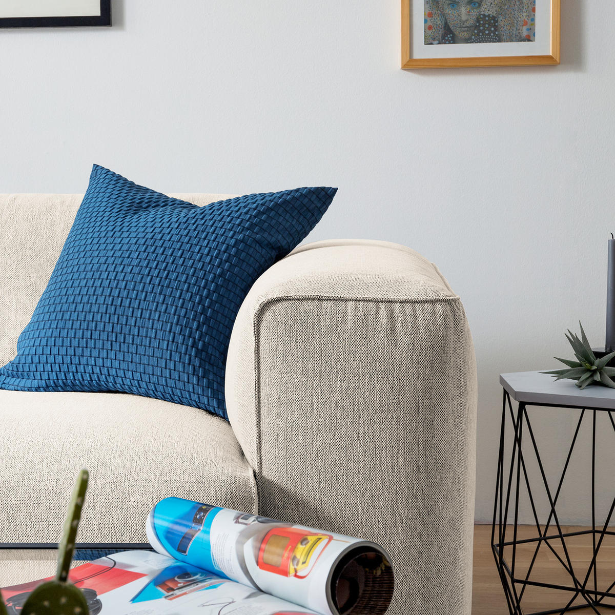 1,5-SITZER ECKSOFA mit Longchair - Beige/Schwarz, Kunststoff/Textil (260/173cm) - home24