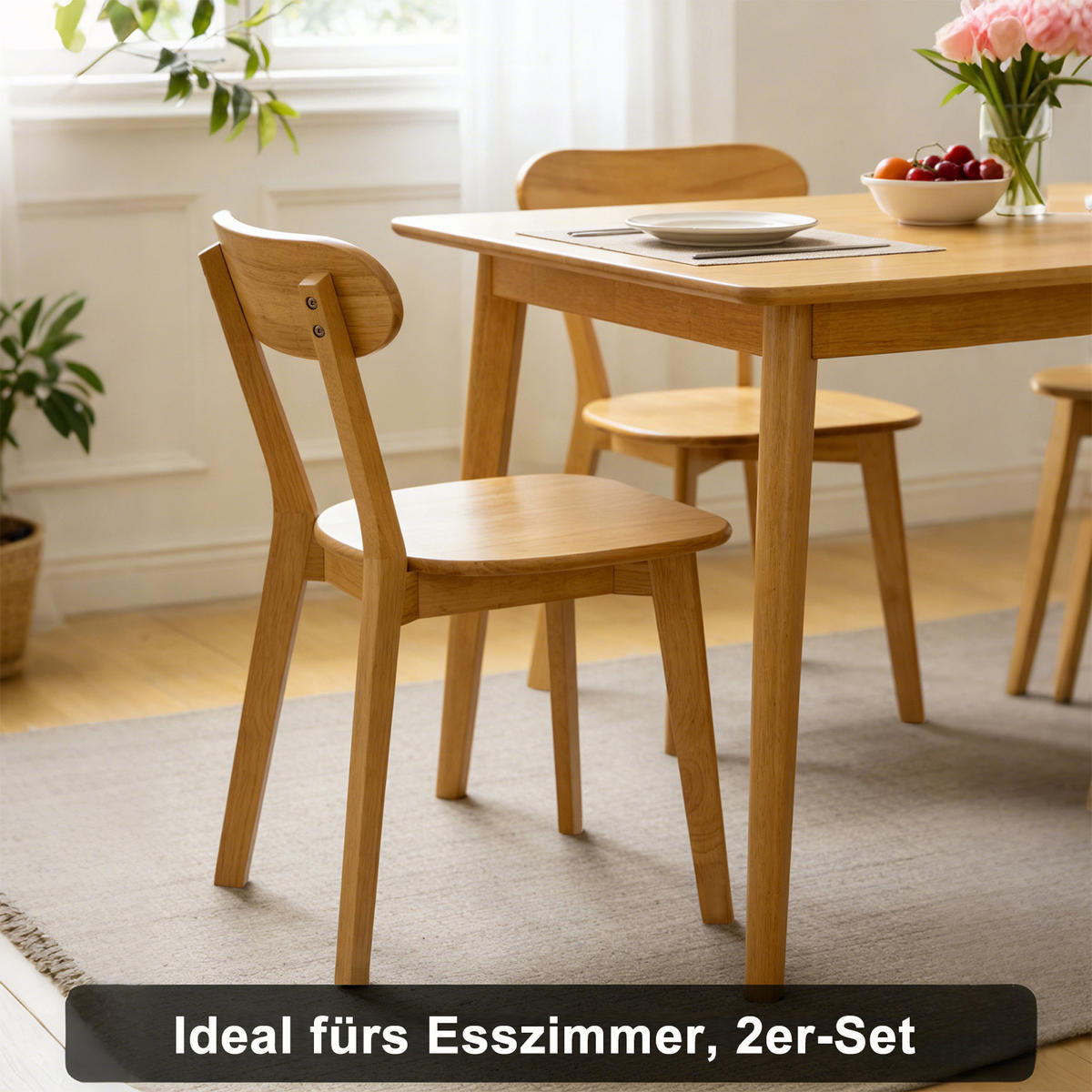 STUHL-SET 2 Stück Massivholz, DE-42428, Holzfarbe - Naturfarben, Holz (40/78/49.5cm) - ComfortXL