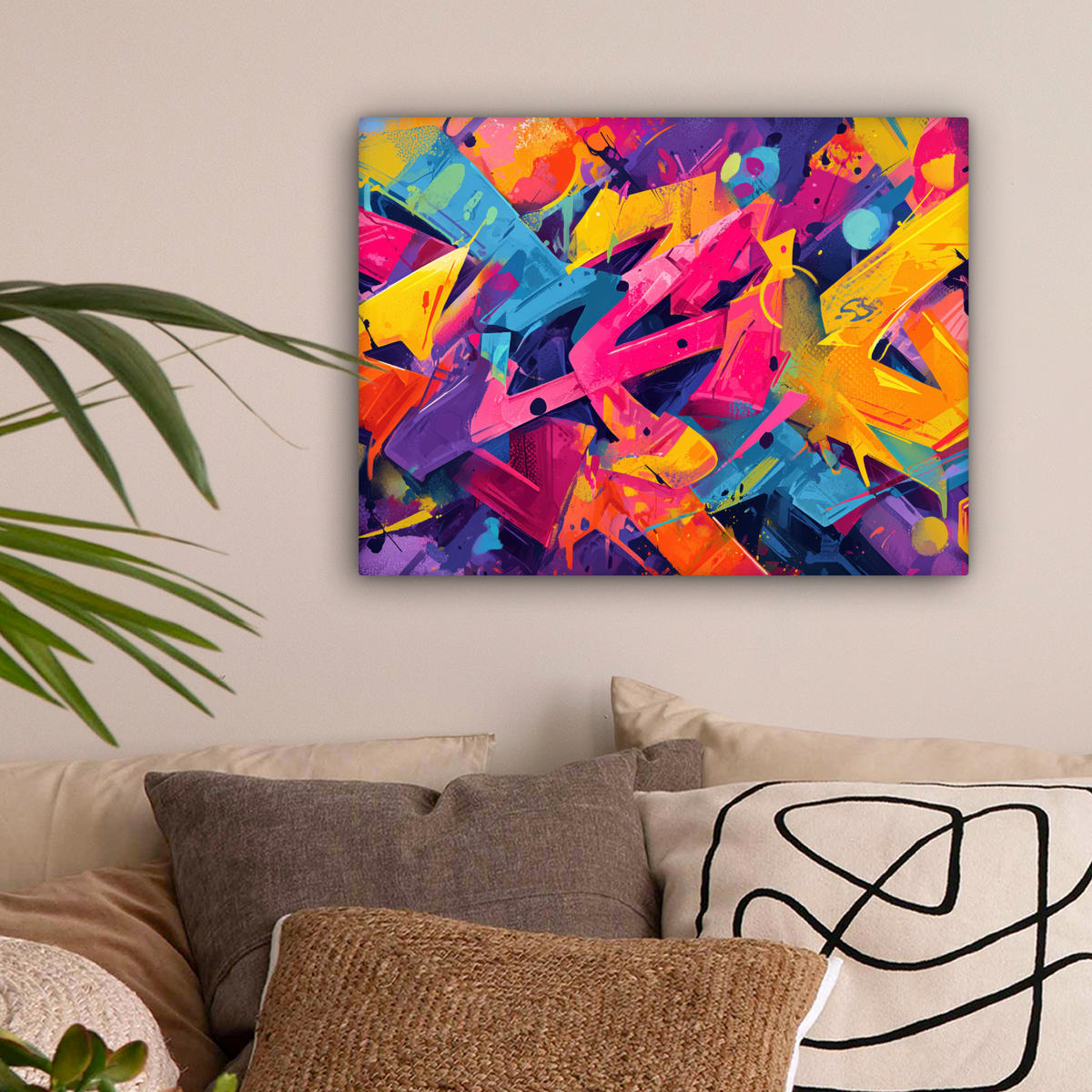 LEINWANDBILD Abstrakt - Formen - Farbenfroh Wandbild 40x30 cm - Magenta, Textil (40/30cm) - MuchoWow