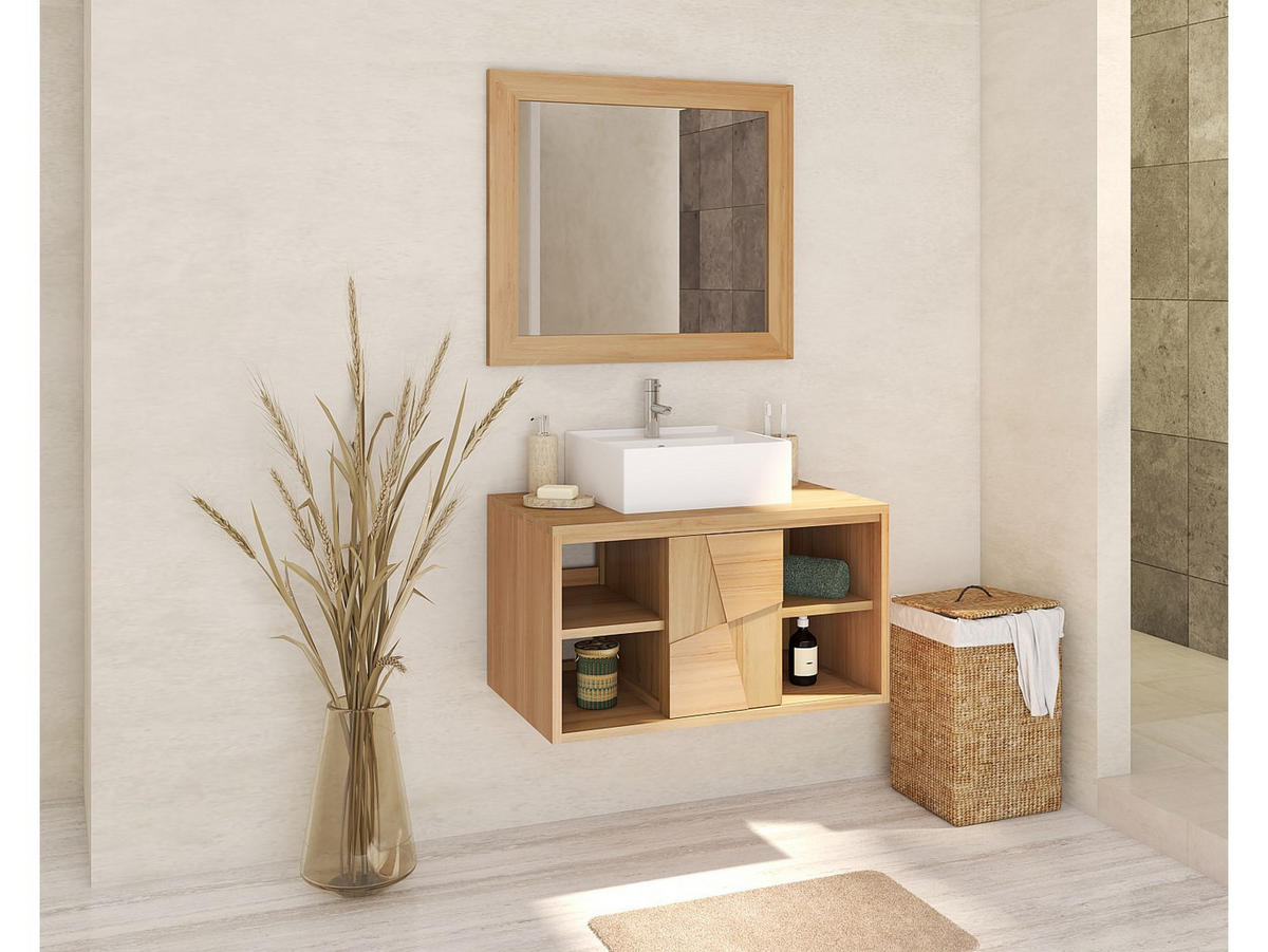 EINZELWASCHTISCH - 80 cm x 50 cm - Holz, Platte - Naturfarben Hell - SUMBAWA - Naturfarben, Holz (80/45/50cm) - Vente-Unique