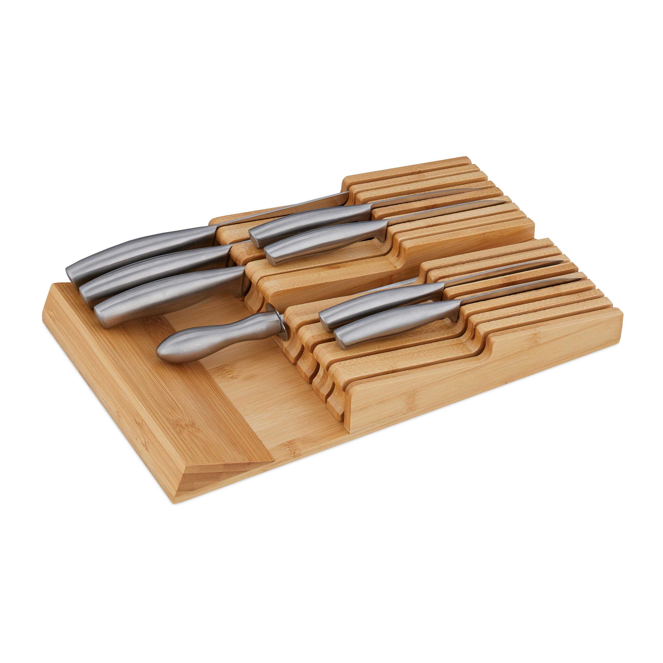 Relaxdays Messerhalter Hellbraun 24x5.5x40 cm