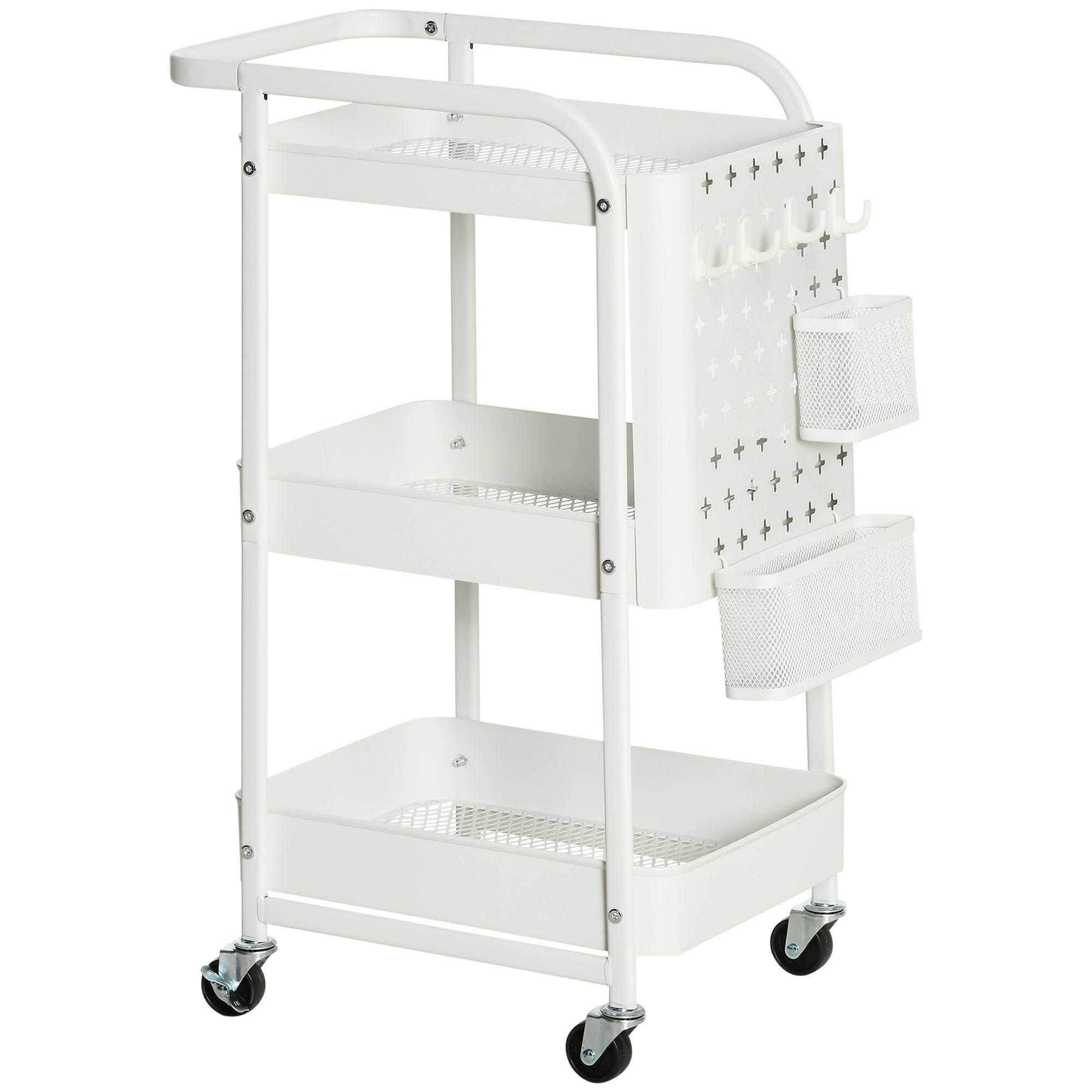 ROLLWAGEN, Servierwagen, Stahl, Weiß - Weiß, Metall (32/75.6/51.5cm) - HOMCOM