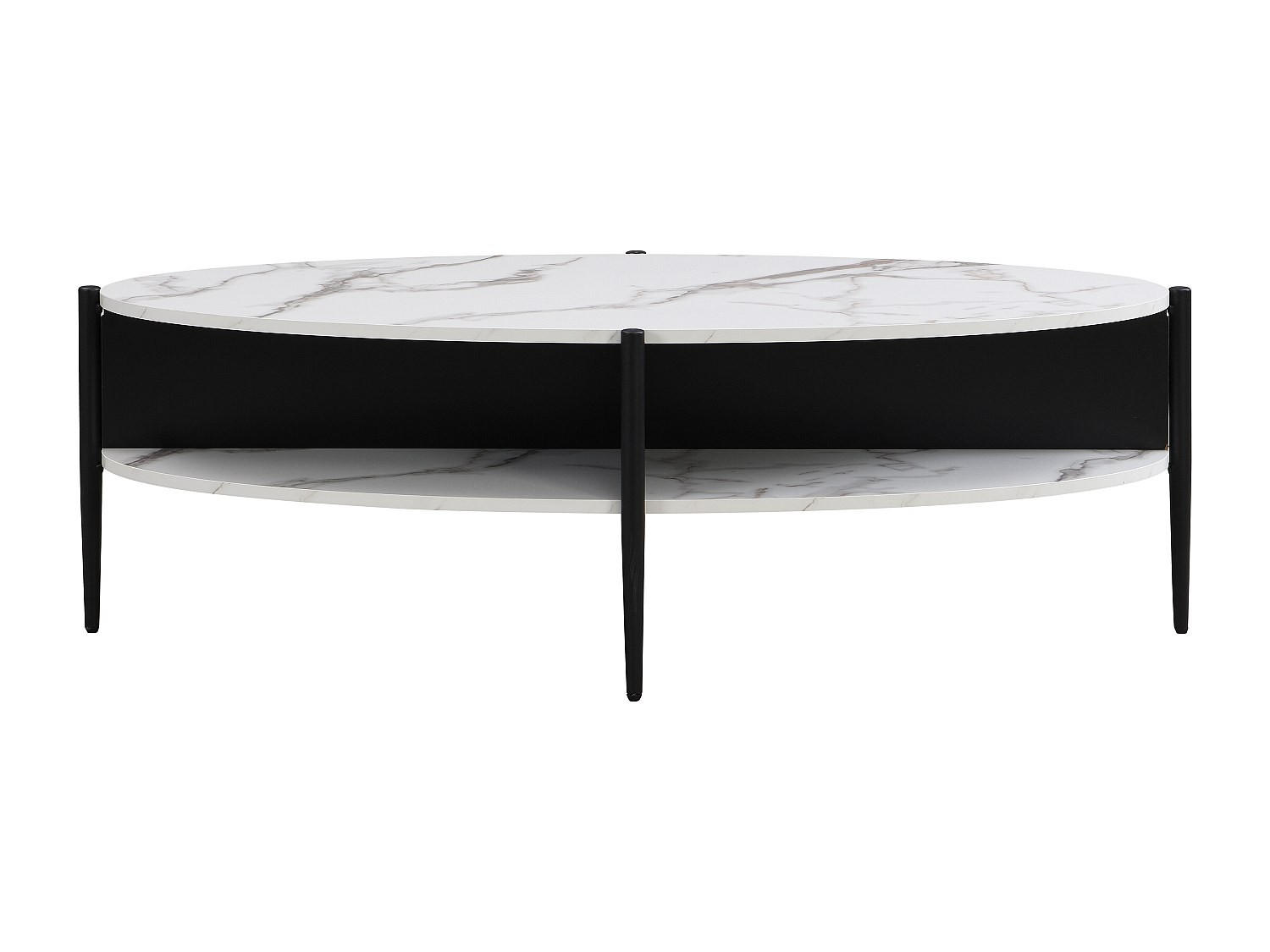 COUCHTISCH - 125 cm x 65 cm - Holz, Platte - Schwarz, Weiß - EVARO - Schwarz/Weiß, Holz (65/125/39cm) - Vente-Unique